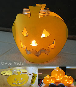 Halloween pyssel: Hallowee pumplyktor av papper och glasburkar